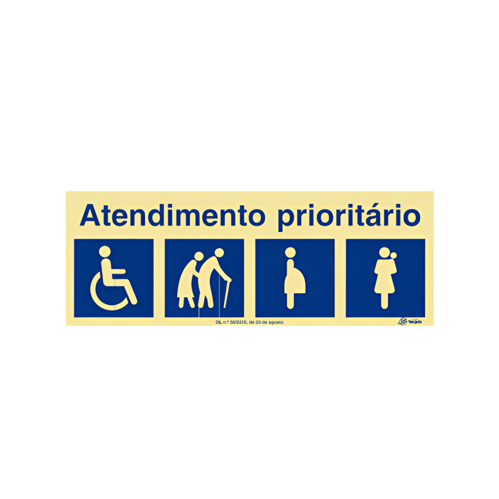Sinal de Atendimento Prioritário - PVC Opaco 200x70mm