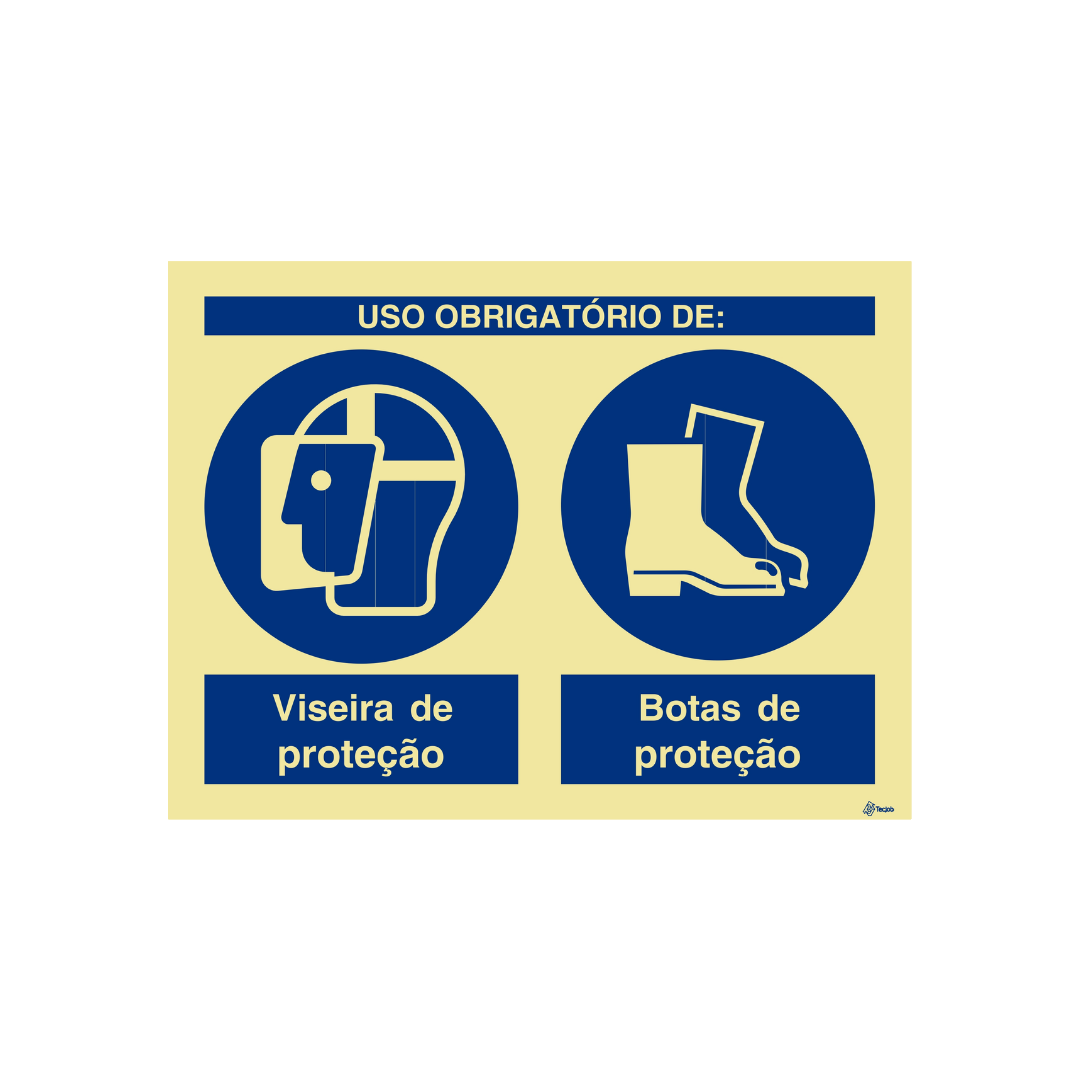 Sinalética Uso Obrigatório de Viseira e Botas de Proteção – OB0296