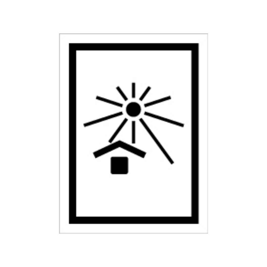 Señal Embalaje: proteger de la luz solar – EM0048