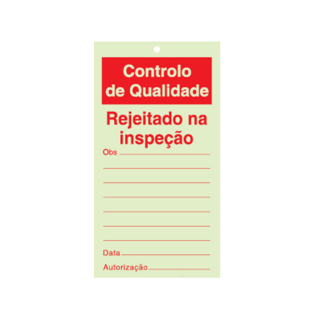 Sinalética Informação Controlo de Qualidade: Rejeitado na Inspeção- CQ0003
