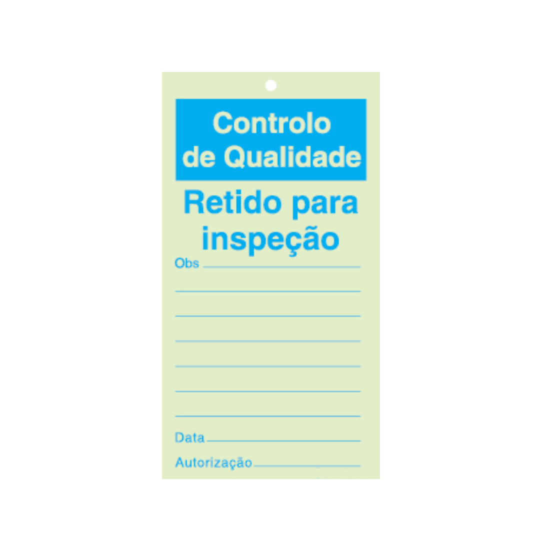 Sinalética Informação Controlo de Qualidade: Retido para Inspeção - CQ0000