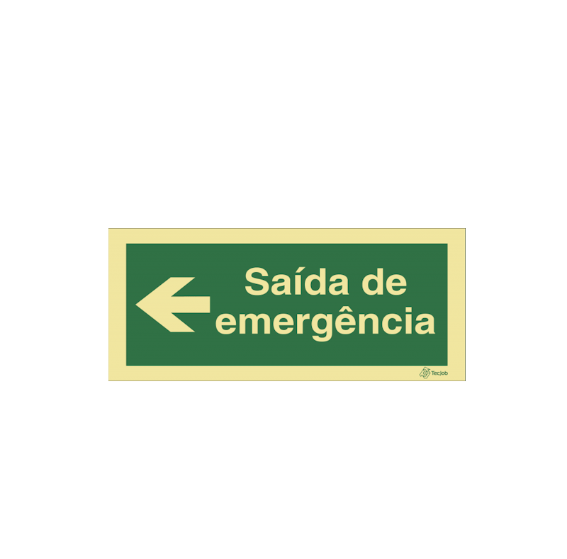 Sinalética Saída de Emergência em Texto - Seta para a Esquerda - E0027
