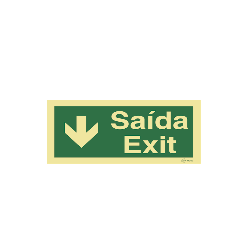 Sinalética Saída/ Exit em Texto - Seta para Baixo - E0040