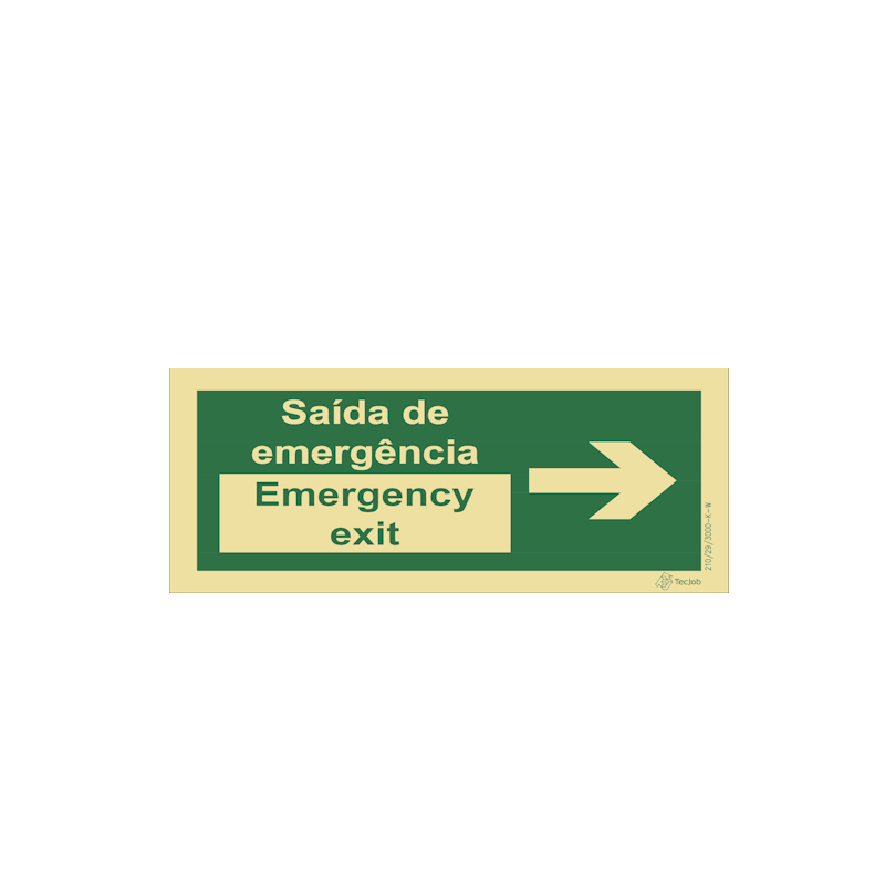 Sinalética Saída de Emergência/ Emergency Exit em Texto - Seta para a Direita - E0047