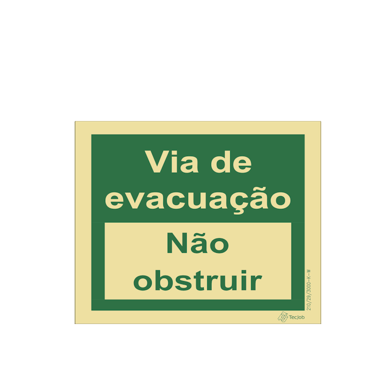 Sinalética Via de Evacuação/ Não Obstruir em Texto - E0064