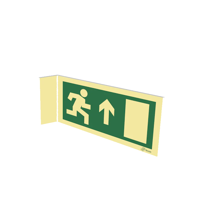 Sinalética Saída de Emergência - Seta para Cima e Porta à Direita - T2 - E0082