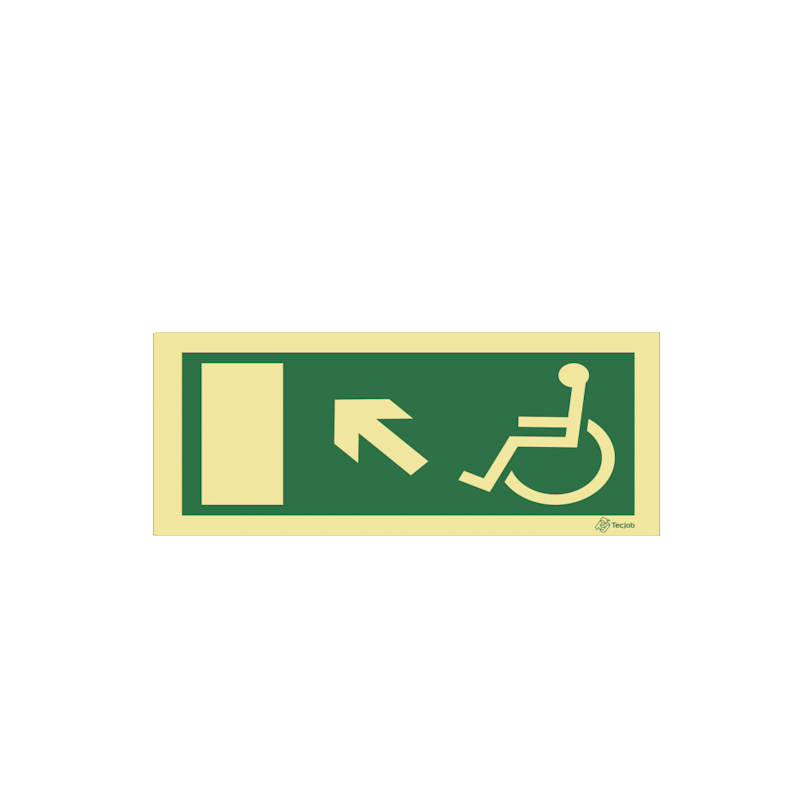 Señal Salida accesible con flecha diagonal izquierda hacia arriba – E0095