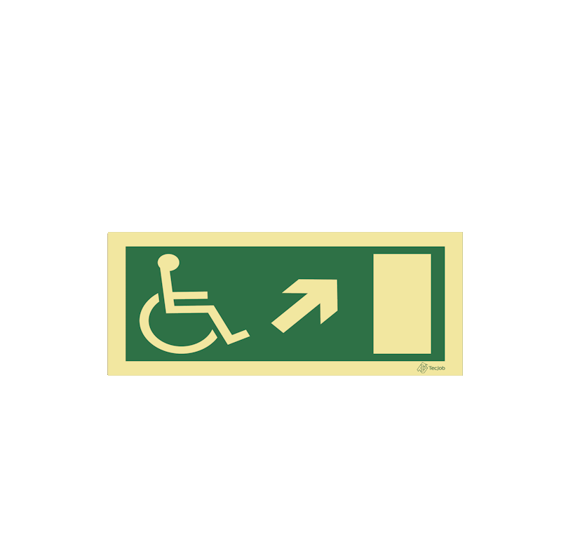 Señal Salida accesible con flecha diagonal derecha hacia arriba – E0097