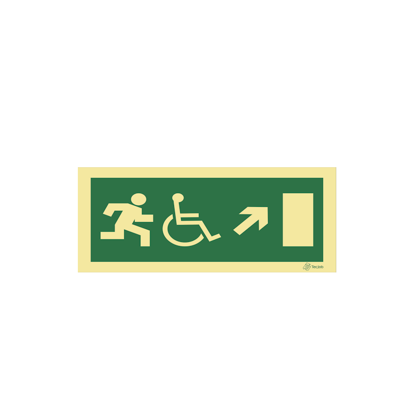 Señal Salida accesible con flecha diagonal derecha hacia arriba – E0105