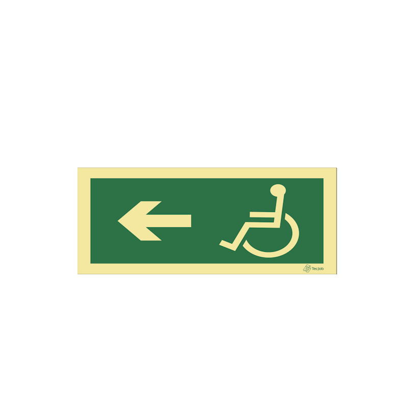 Señal Recorrido de evacuación accesible con flecha a la izquierda – E0108