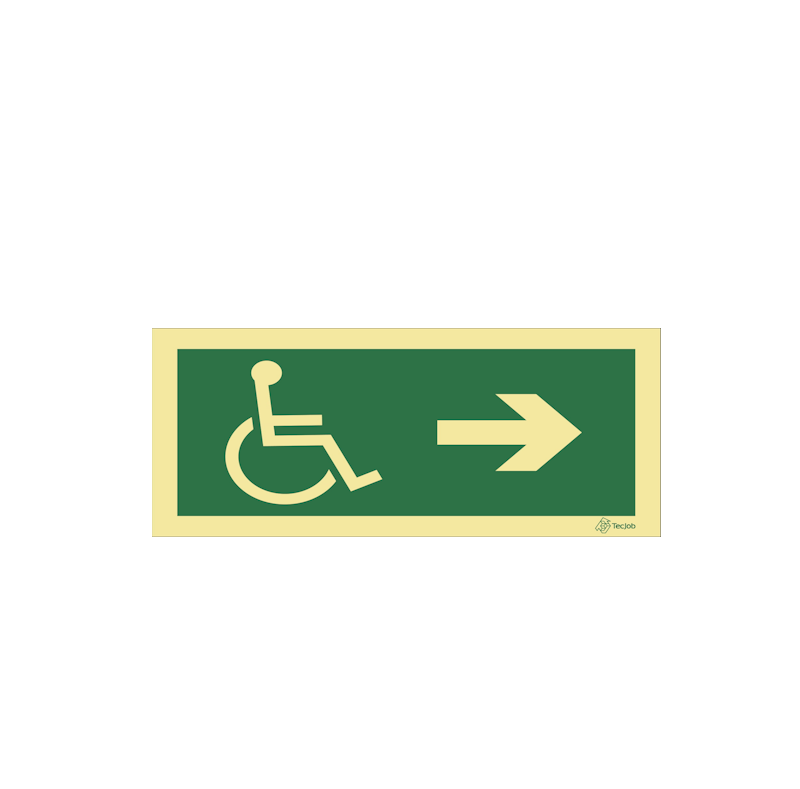 Señal Recorrido de evacuación accesible con flecha a la derecha – E0109