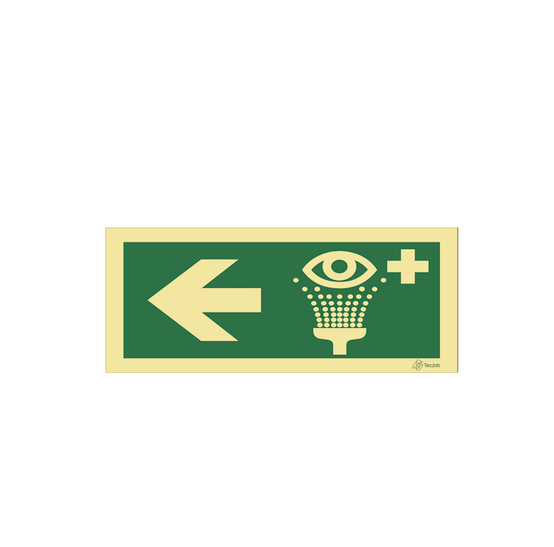 Señal Lavaojos de Emergencia con Flecha hacia la Izquierda – E0202