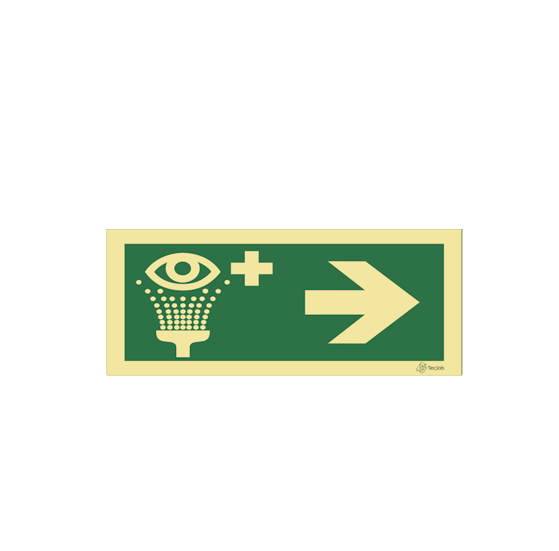 Señal Lavaojos de Emergencia con Flecha hacia la Derecha – E0203