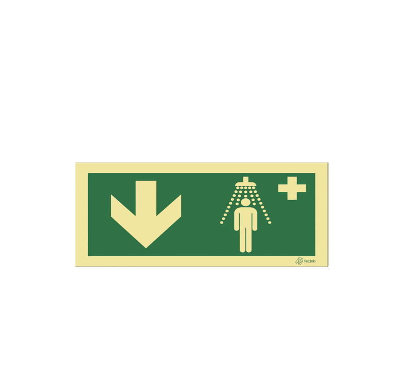 Señal Ducha de emergencia con flecha hacia abajo – E0204