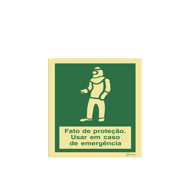 Sinalética Fato de Proteção. Usar em Caso de Emergência - E0290