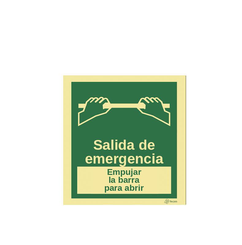 Señal Salida de emergencia – Empujar la barra para abrir – E0429