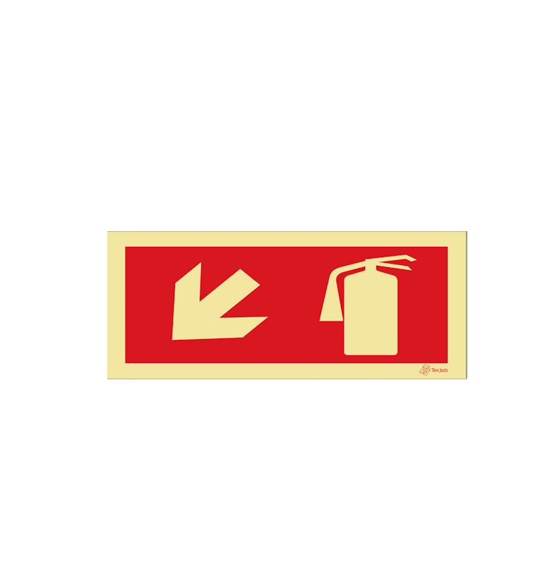 Fire Extinguisher Sign - Diagonal Arrow Down Left – I0440