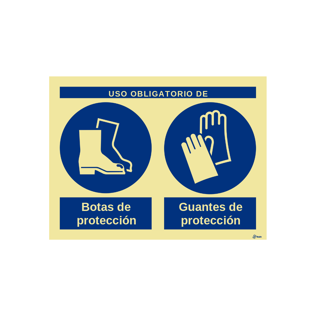 Señal Uso obligatorio de botas y guantes de protección – OB0282