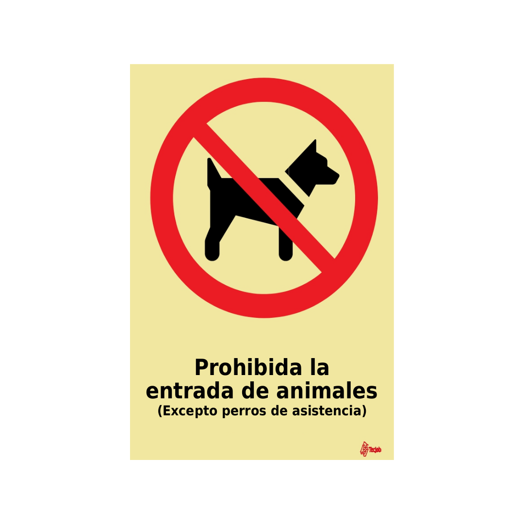 Señal Prohibida la entrada de animales (excepto perros de asistencia) – PR0095