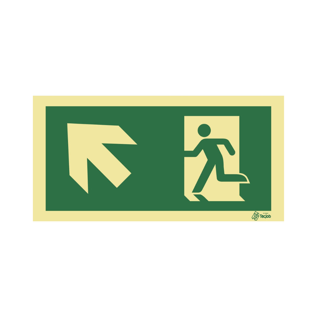 Señal ISO de Salida con Flecha en Diagonal Superior Izquierda – ISO002