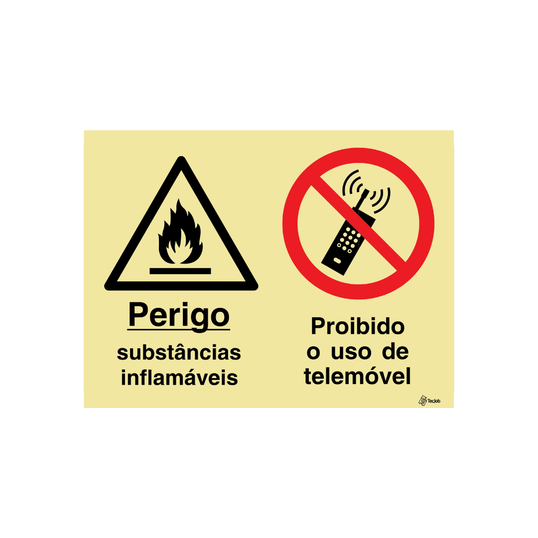 Sinalética Perigo Substâncias Inflamáveis/Proibido o Uso de Telemóvel – OB0367