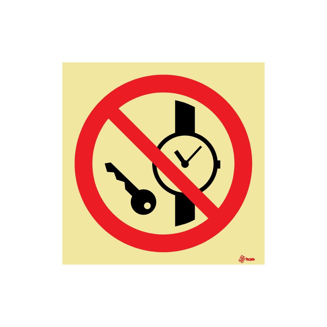 Señal Prohibidos objetos metálicos y relojes – PR0295