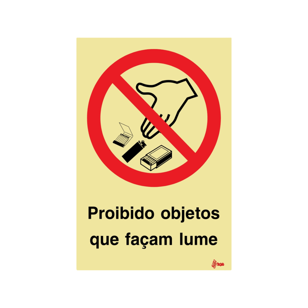 Sinalética Proibido Objetos que Façam Lume – PR0042