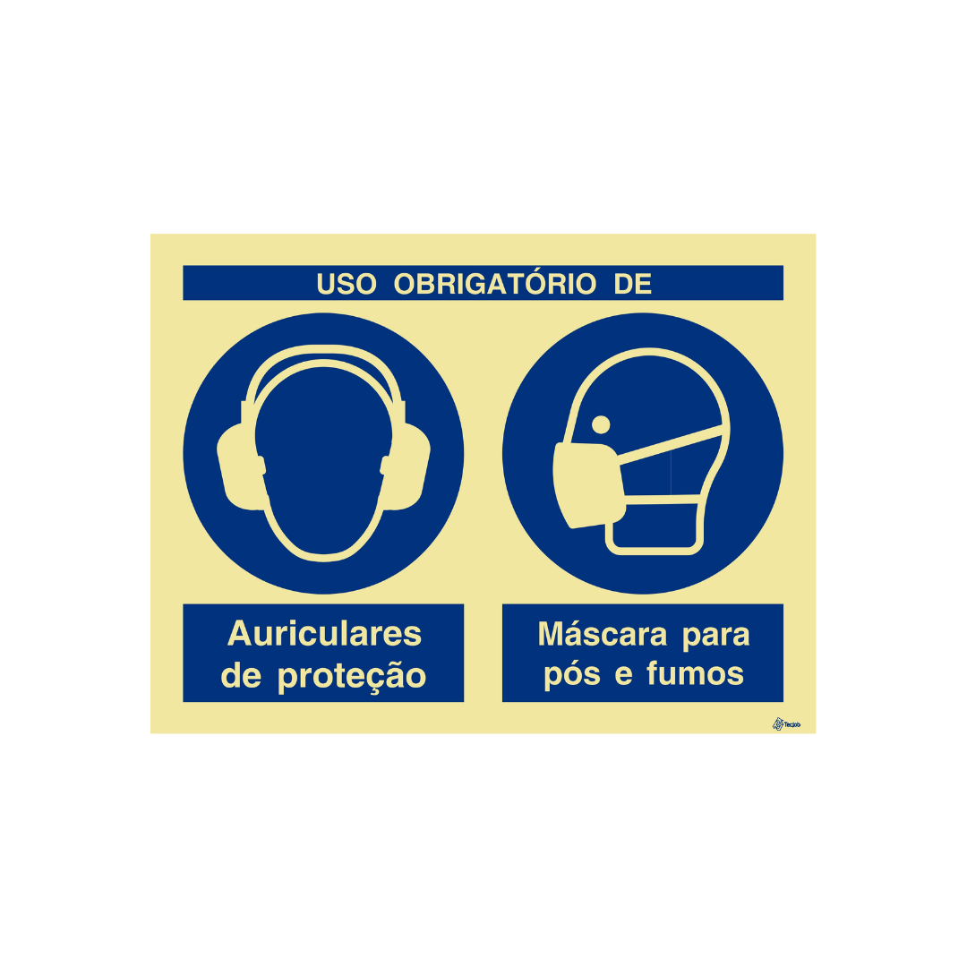 Sinalética Uso Obrigatório de Auriculares e Máscara de Proteção – OB0287
