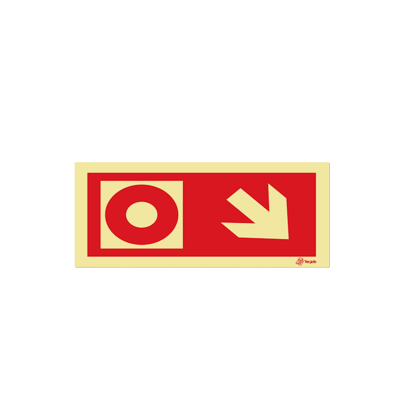 Señal Pulsador de alarma con flecha diagonal derecha hacia abajo – I0462