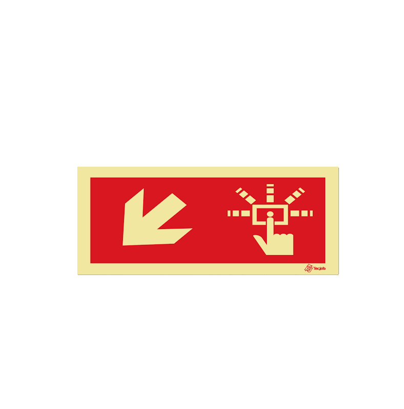 Señal Pulsador de alarma con flecha diagonal izquierda hacia abajo – I0455