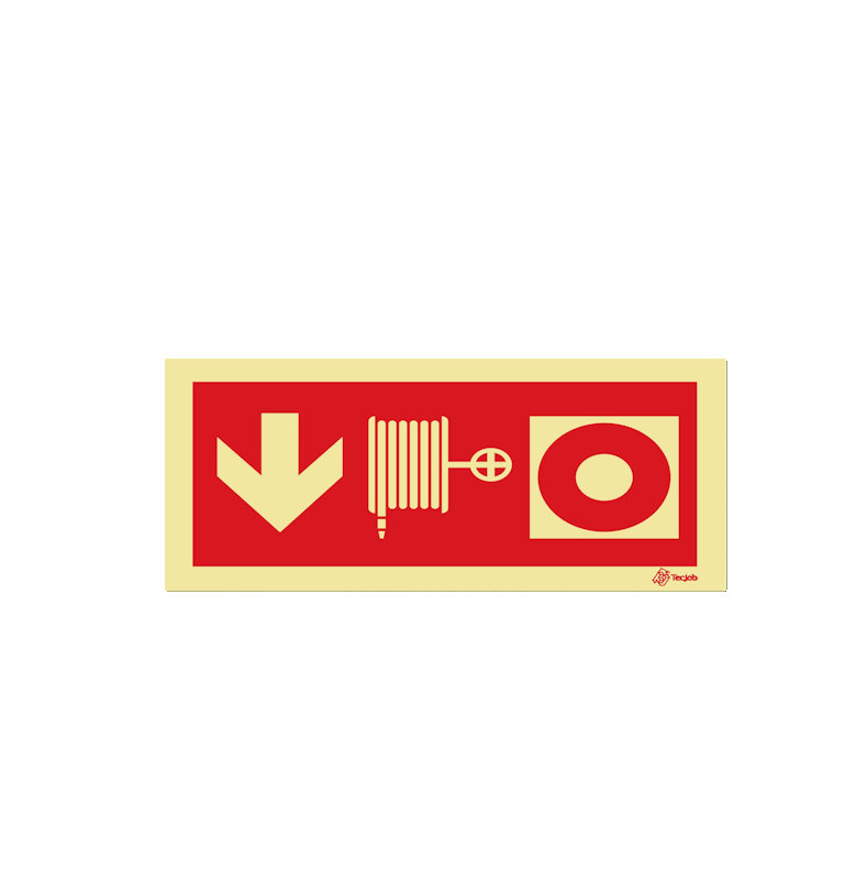 Sinalética Carretel e Botão de Alarme - Seta para Baixo - I0471