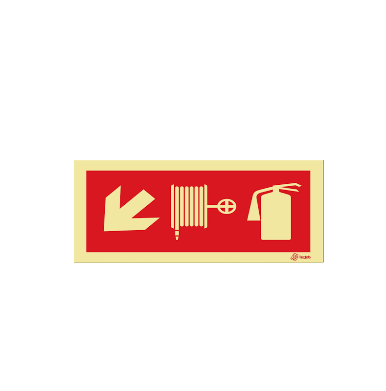 Fire Extinguisher and Hose Reel Sign - Diagonal Arrow Down Left – I0450