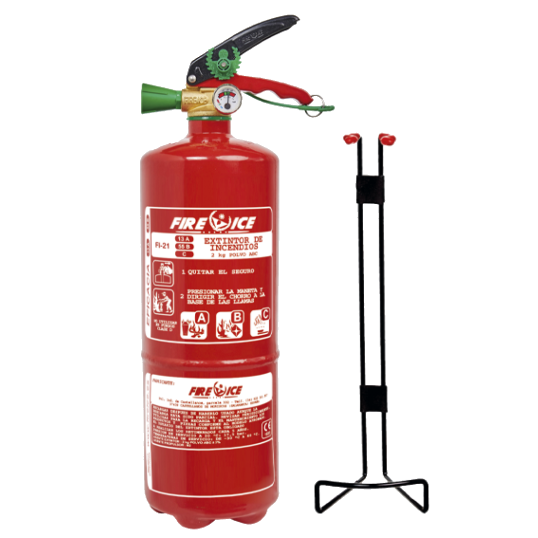Extintor portátil de 2 kg - POLVO EFICACIA MEDIA - 13A 55B