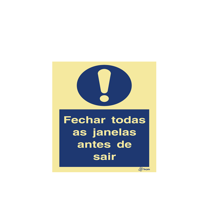 Sinalética Fechar Todas as Janelas Antes de Sair - OB0238