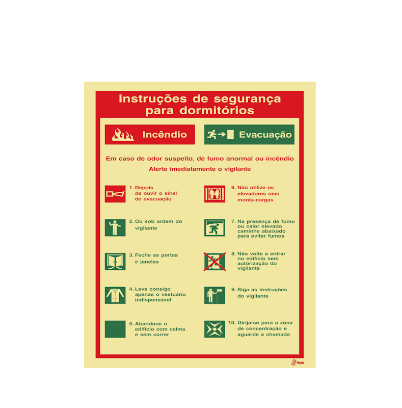 Sinalética Instruções de Segurança para Dormitórios - IS0046