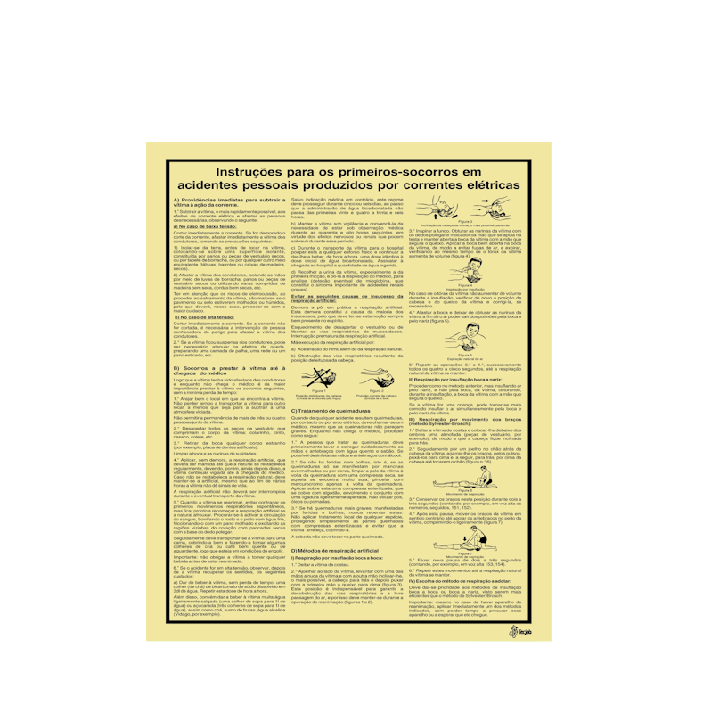Sinalética Instruções para Primeiros Socorros em Acidentes Pessoais Produzidos por Correntes Elétricas – IS0048
