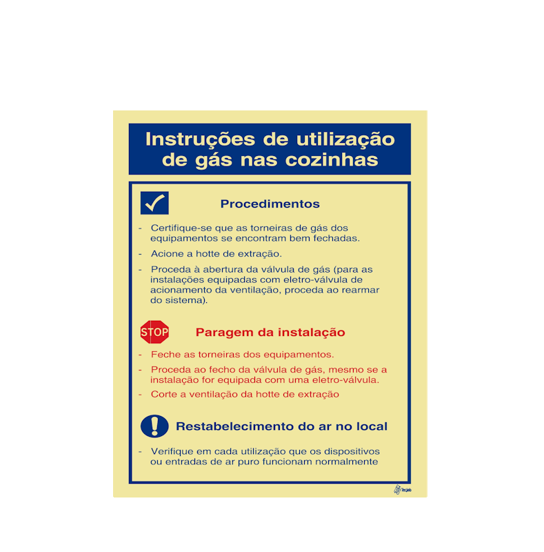 Sinalética Instruções de Utilização de Gás nas Cozinhas - IS0045