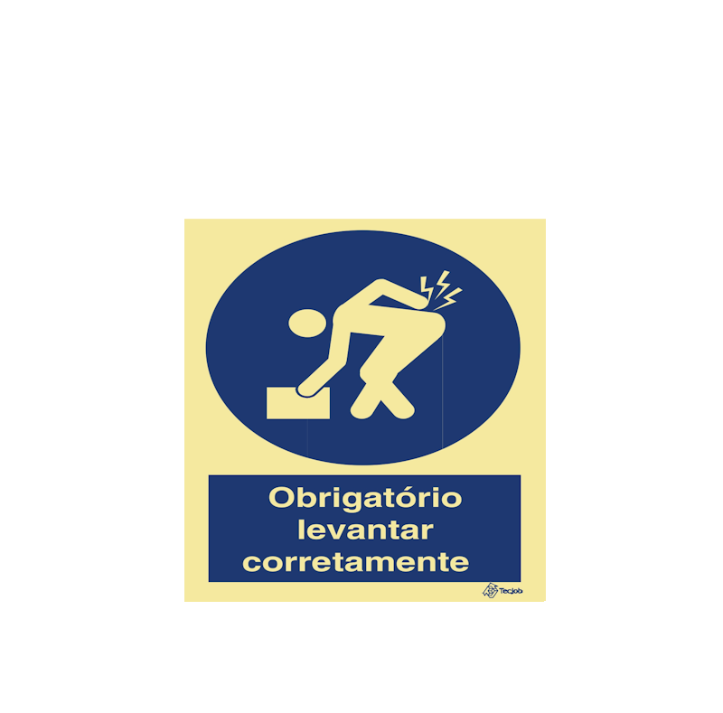 Sinalética Obrigatório Levantar Corretamente - OB0203