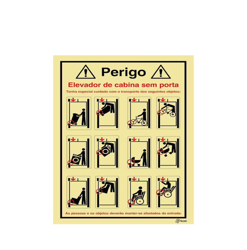 Sinalética Perigo Elevador de Cabine sem Porta – I0413