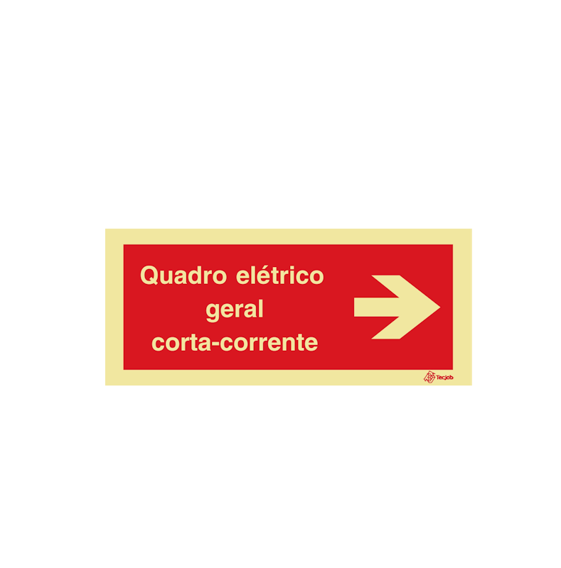 Sinalética Quadro Elétrico Geral Corta-Corrente à Direita - I0652