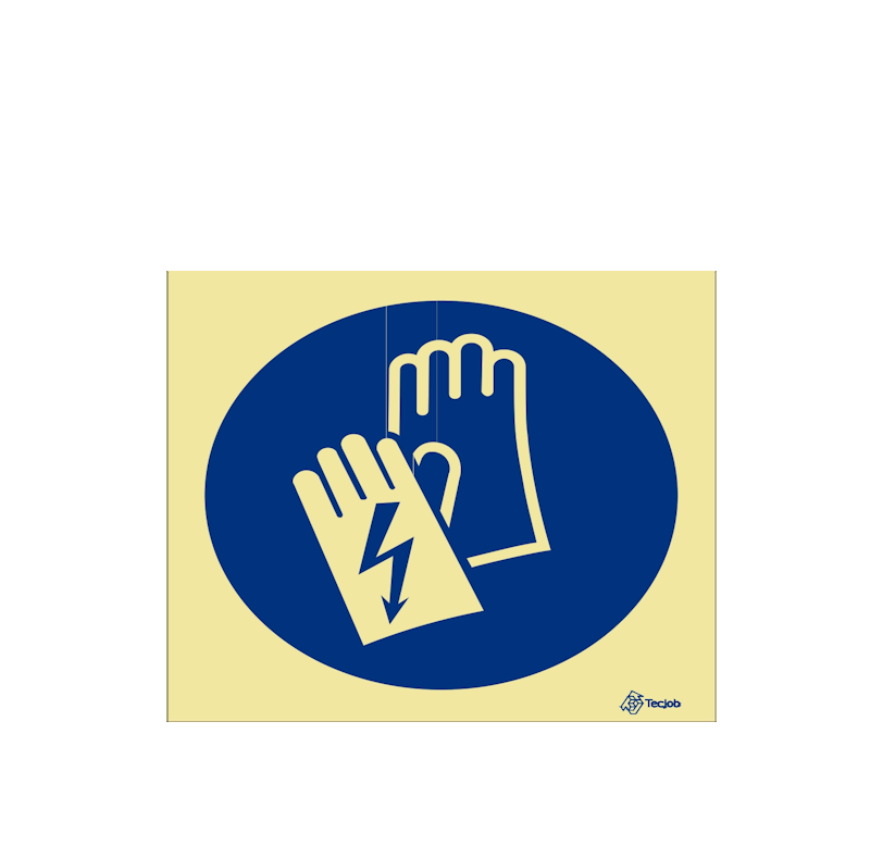 Sinalética Uso Obrigatório de Luvas de Proteção Elétrica - OB0019