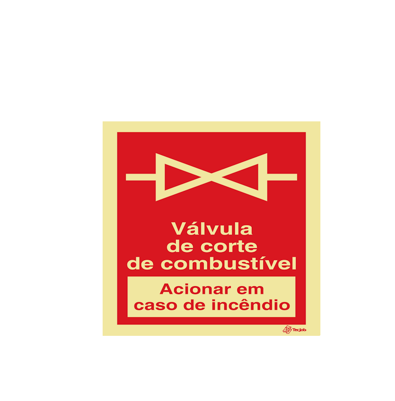 Sinalética Válvula de Corte de Combustível Acionar em Caso de Incêndio - I0318